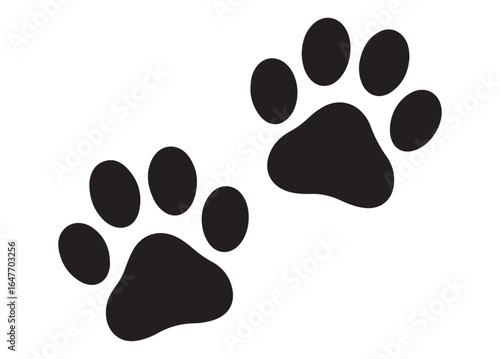 Black Animal Paw Print Silhouettes Collection Vector Design on white background