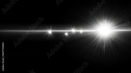 Bright light burst, radiating from a horizontal line of light
