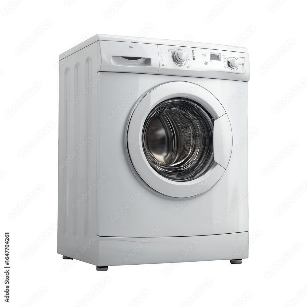 Fototapeta premium A white washing machine with a silver door