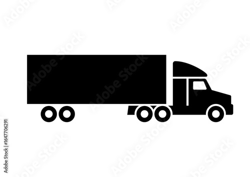 Bold Black Semi-Truck Icon with Trailer, Best-Selling Vector Graphic for Transportation and Freight Business Designs