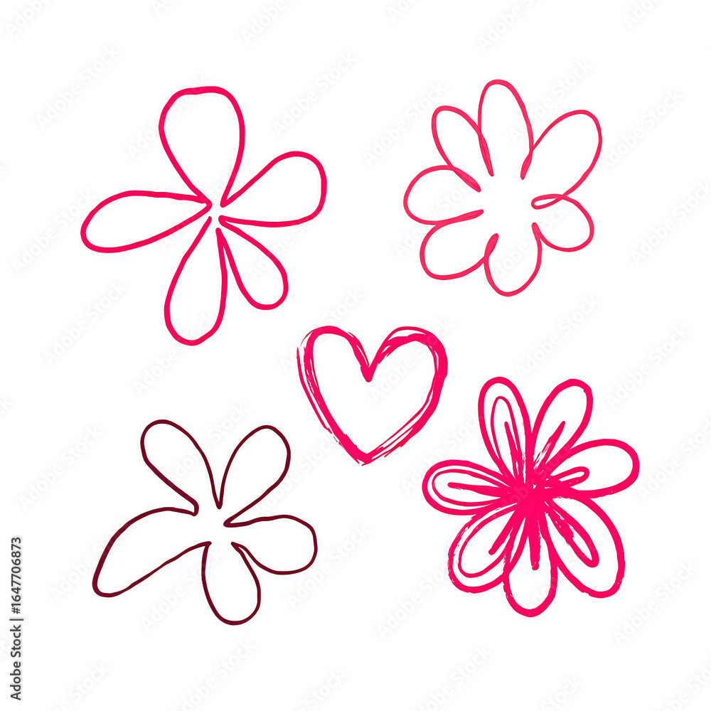 A drawing of flowers and a heart A drawing of flowers and a heart