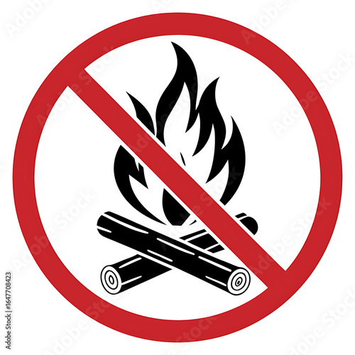 No open fire symbol with crossed logs and flames