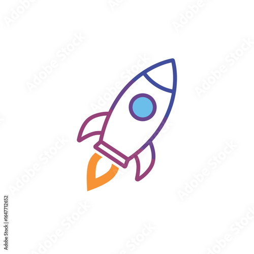 Simple Rocket Icon with Gradient Colors spaceship launch