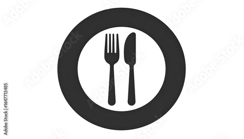 Simple black and white eating icon