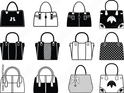 Female Bag EPS, Vector Images File Black and White