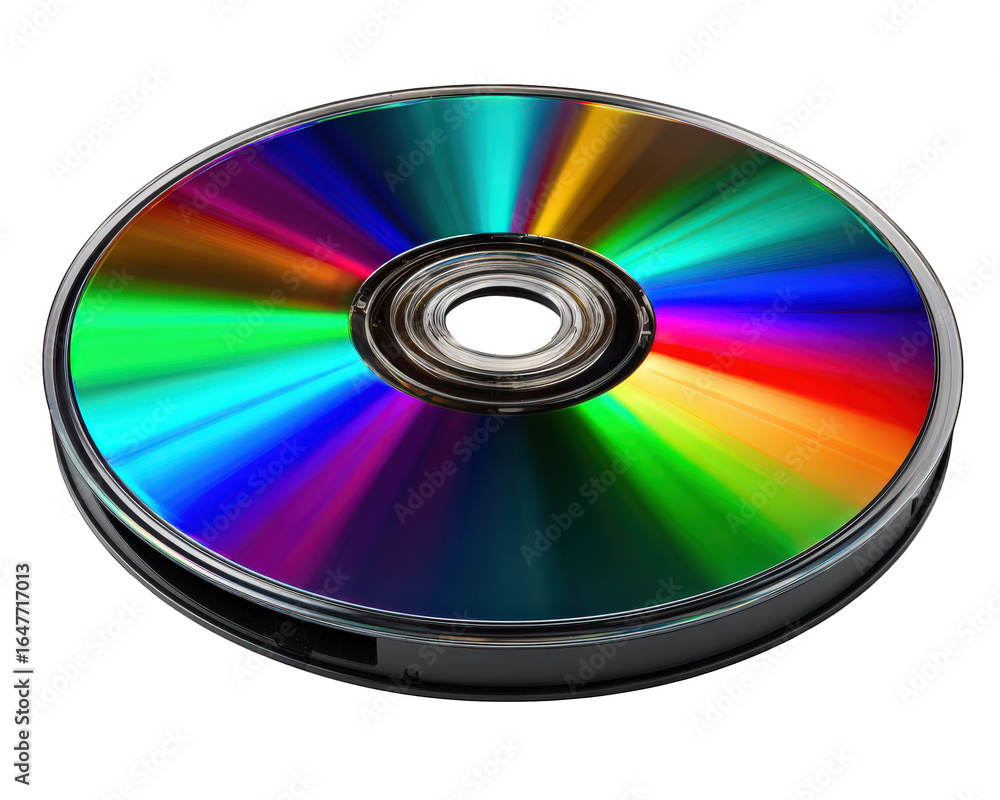 Colorful compact disc, shiny optical disc, isolated on transparency background, reflecting vibrant rainbow spectrum, digital storage, technology object, clean and modern design Colorful compact disc, shiny optical disc, isolated on transparency background, reflecting vibrant rainbow spectrum, digital storage, technology object, clean and modern design