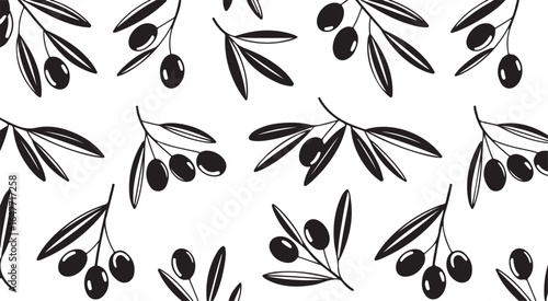 Olive Branch Icons and Illustrations in Black and White