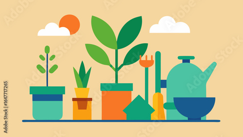 flat design gardening concept plants tools