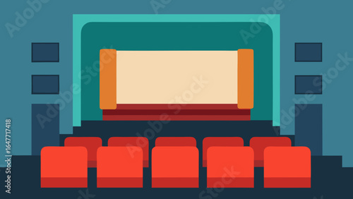 flat design movie theater interior screen