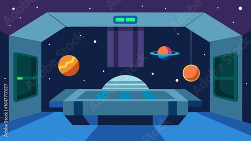 flat design space station interior background