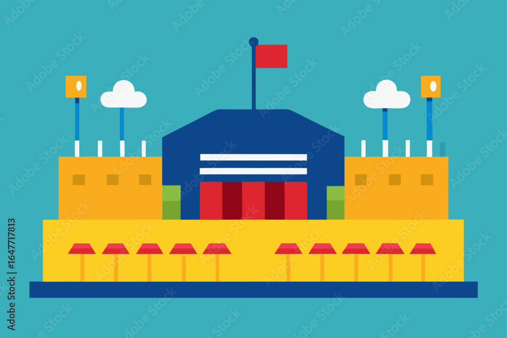 flat design sports stadium scoreboard crowd