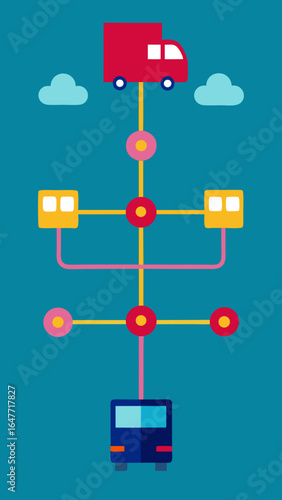flat design transportation network concept map