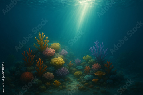 Wallpaper Mural Vibrant coral reef with colorful corals and sunlight Torontodigital.ca