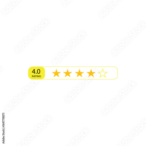 Four star product quality rating vector icon in neumorphic style isolated on white background.
