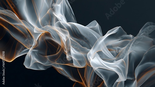 Elegant wisps of fluid light, flowing and translucent, against a dark background