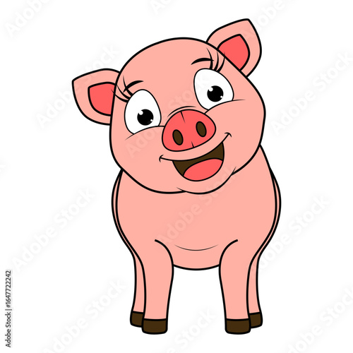 Cute Pig Animal Cartoon Illustration