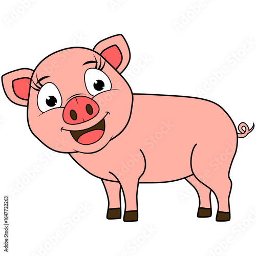 Cute Pig Animal Cartoon Illustration