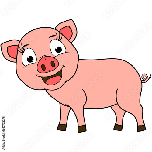 Cute Pig Animal Cartoon Illustration