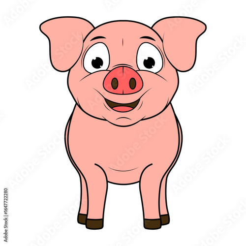 Cute Pig Animal Cartoon Illustration