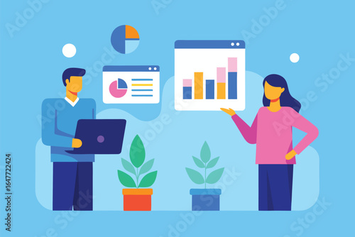 Business meeting with charts and laptop people woman, business, meeting, people, man, woman, laptop, computer, charts, graphs, data, analysis, presentation, report, statistics, finance, growth, succes