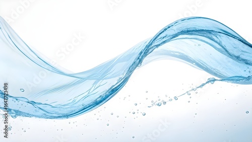 Wallpaper Mural Blue water splash with flowing wave on white background. Torontodigital.ca