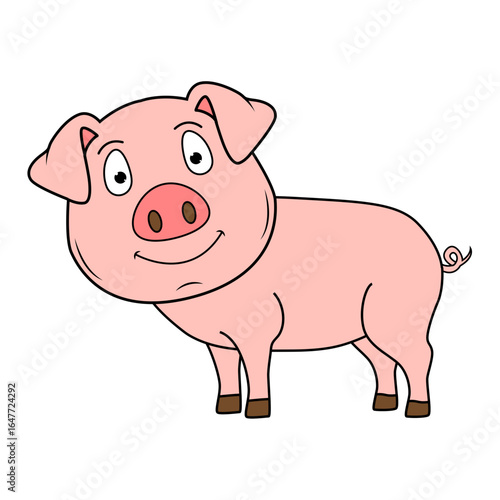 Cute Pig Animal Cartoon Illustration