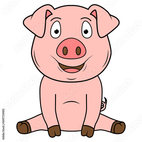 Cute Pig Animal Cartoon Illustration