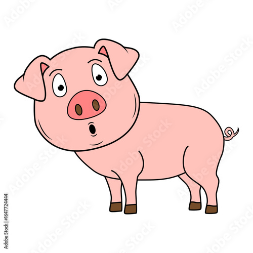 Cute Pig Animal Cartoon Illustration