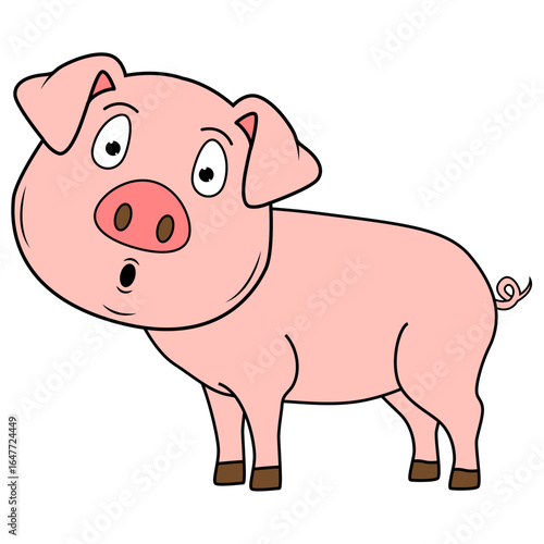 Cute Pig Animal Cartoon Illustration