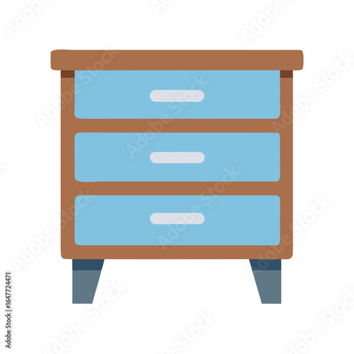 Illustration of a simple dresser with three drawers, furniture for storage