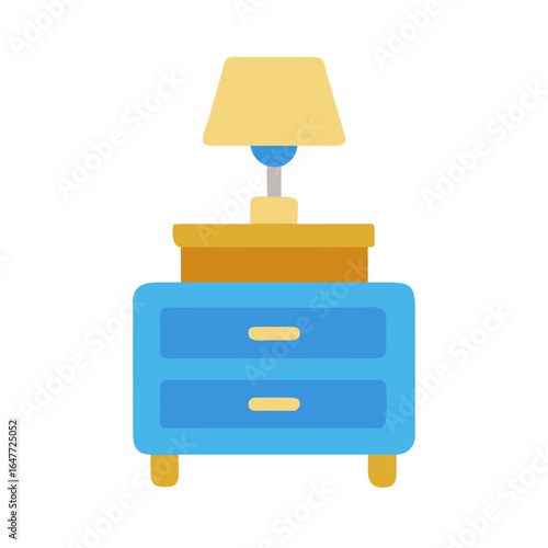 Flat design nightstand with lamp illustration for bedroom interior decor ideas