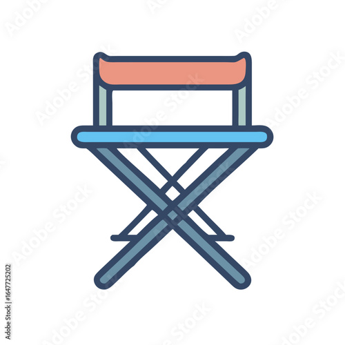 Flat design icon of a simple, modern folding chair on black backdrop