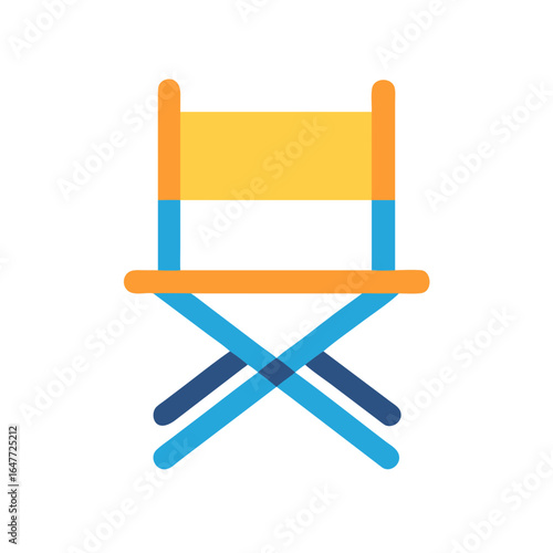 Director's chair vector graphic icon on a black background representing filmmaking