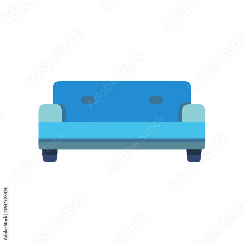 Isolated blue sofa with flat design on black background for digital usage