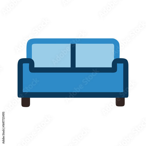 Blue sofa illustration for living room furniture concept on black background