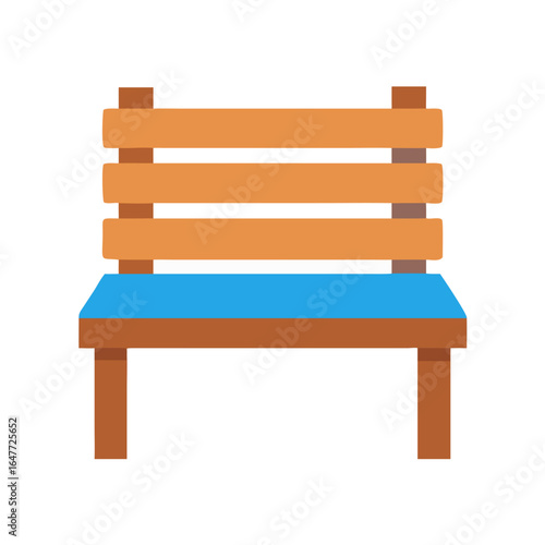 Wooden bench illustration on black background, outdoor furniture concept, simplistic design.