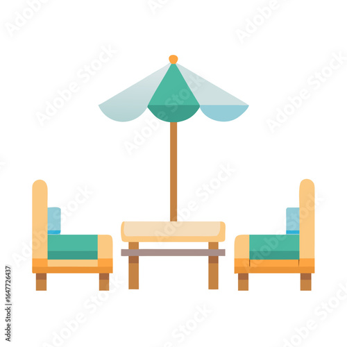 Vector illustration of an outdoor seating area with table and chairs