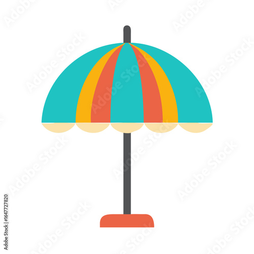 Minimalist vector illustration of a beach umbrella against black backdrop
