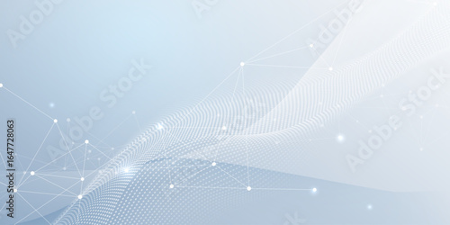 Network connection. Abstract mesh, molecular plexus line and cyberspace. Geometric line, dot on white background. Modern digital technology design for data, ai, science, futuristic background