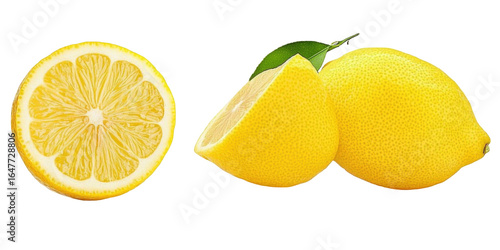Wallpaper Mural Fresh yellow lemons and a slice isolated on transparent background Torontodigital.ca