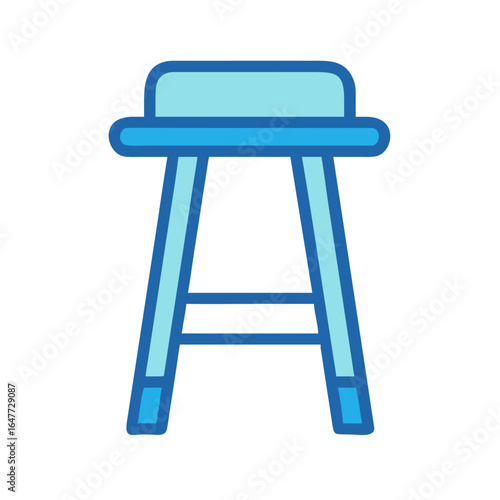 A stylized blue stool icon on a black background, ideal for design elements