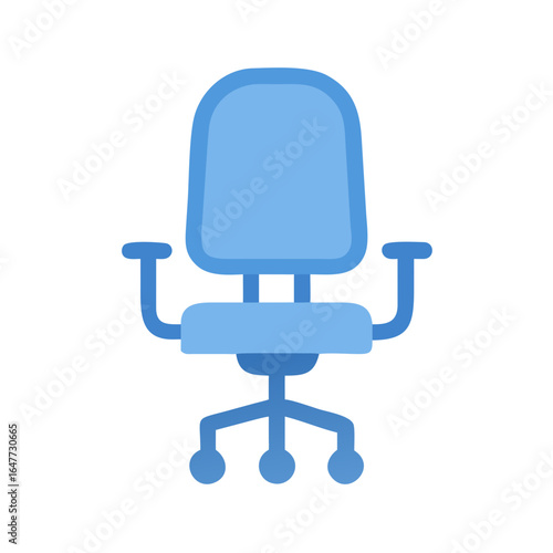 Blue office chair icon illustration on black background perfect for presentations.