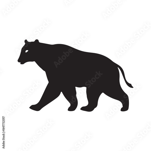 Black bear silhouette walking on white