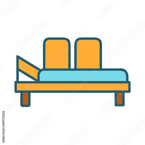 Simple Illustration of a Beach Chair with Adjustable Back on Black Background