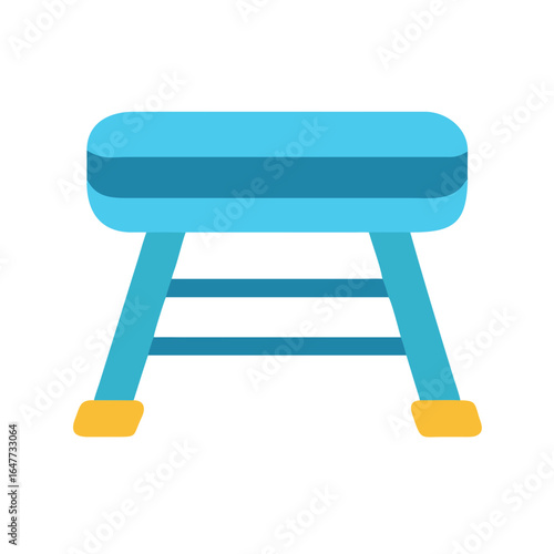A gymnastics vault horse illustration in flat style with a black background