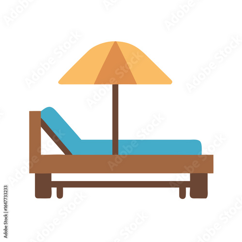 Isolated beach lounger and umbrella in a flat style, vacation concept