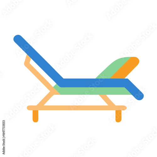 Modern style beach chair illustration isolated on black backdrop for travel themes