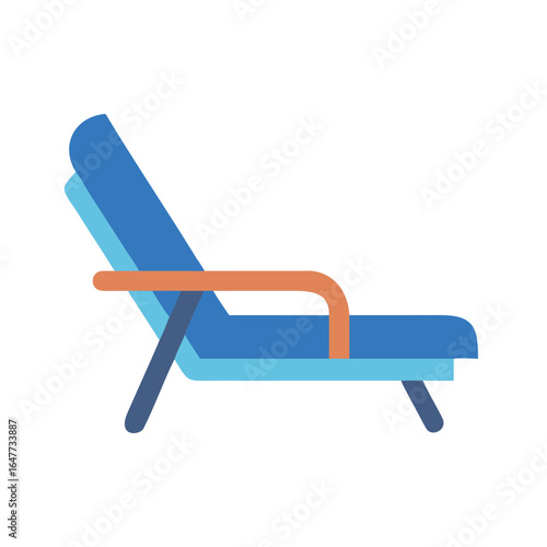 Modern blue lounge chair illustration isolated on black background. Vacation concept