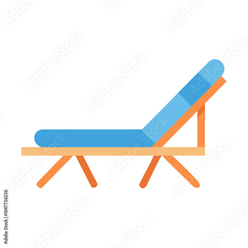Flat illustration of a blue and orange lounge chair over black background