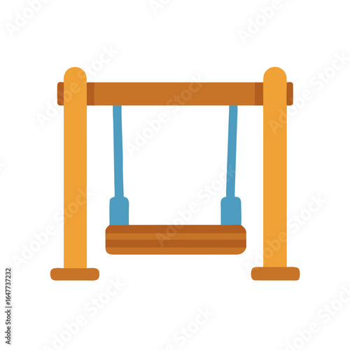 Isolated playground swing set with a black backdrop in a vector illustration